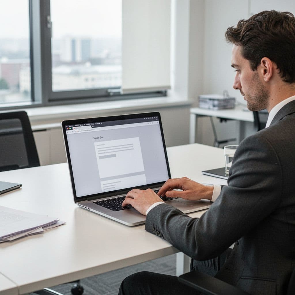 A person works on a laptop at a bright, tidy desk to update website content.