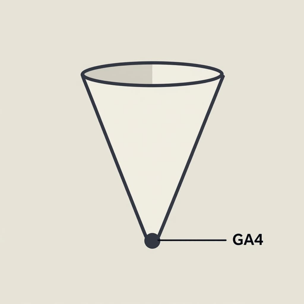 A minimalist graphic displays a funnel shape with clean lines representing user traffic acquisition and conversion paths.