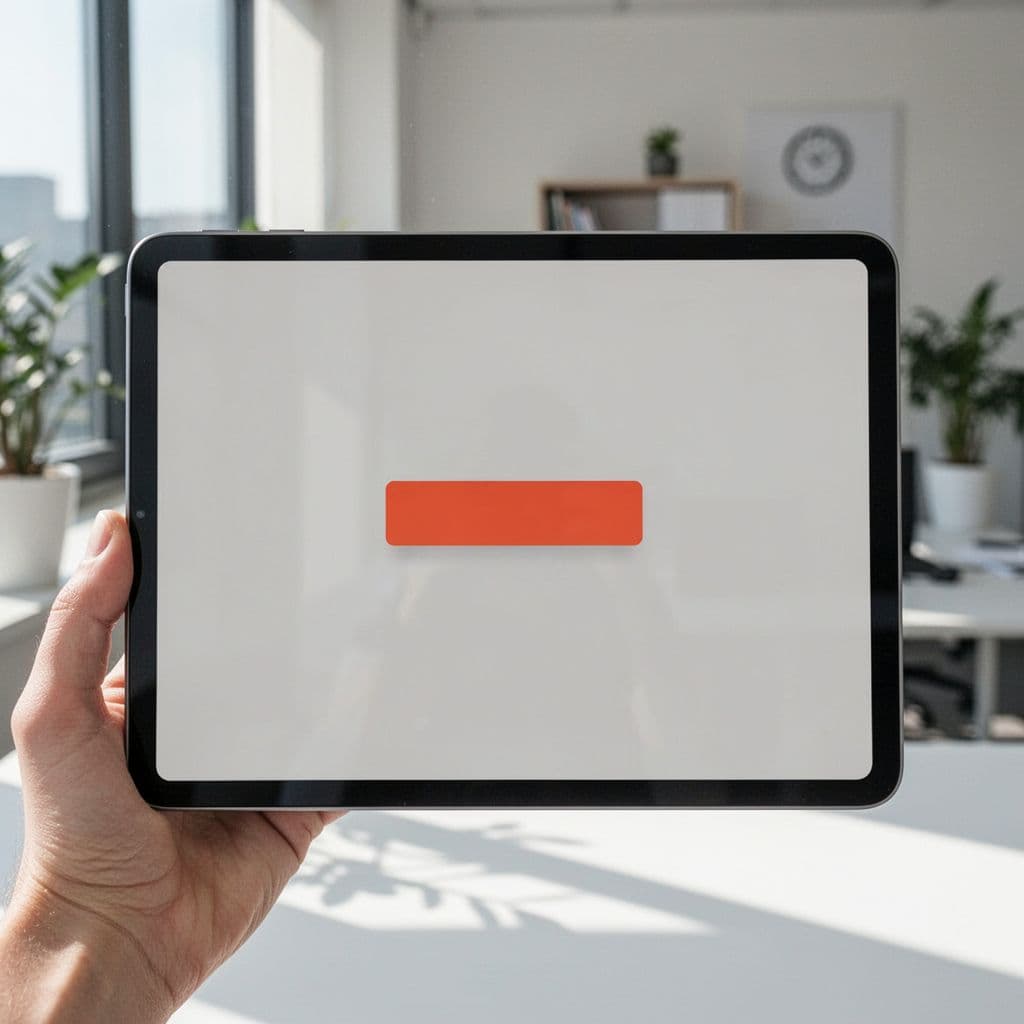 A tablet screen displays a clean presentation slide with the call to action Follow for more.