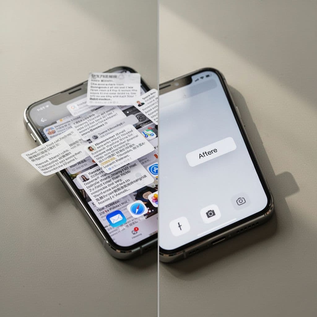 A split-screen view of a smartphone comparing a cluttered pin title to a clear, professional version.