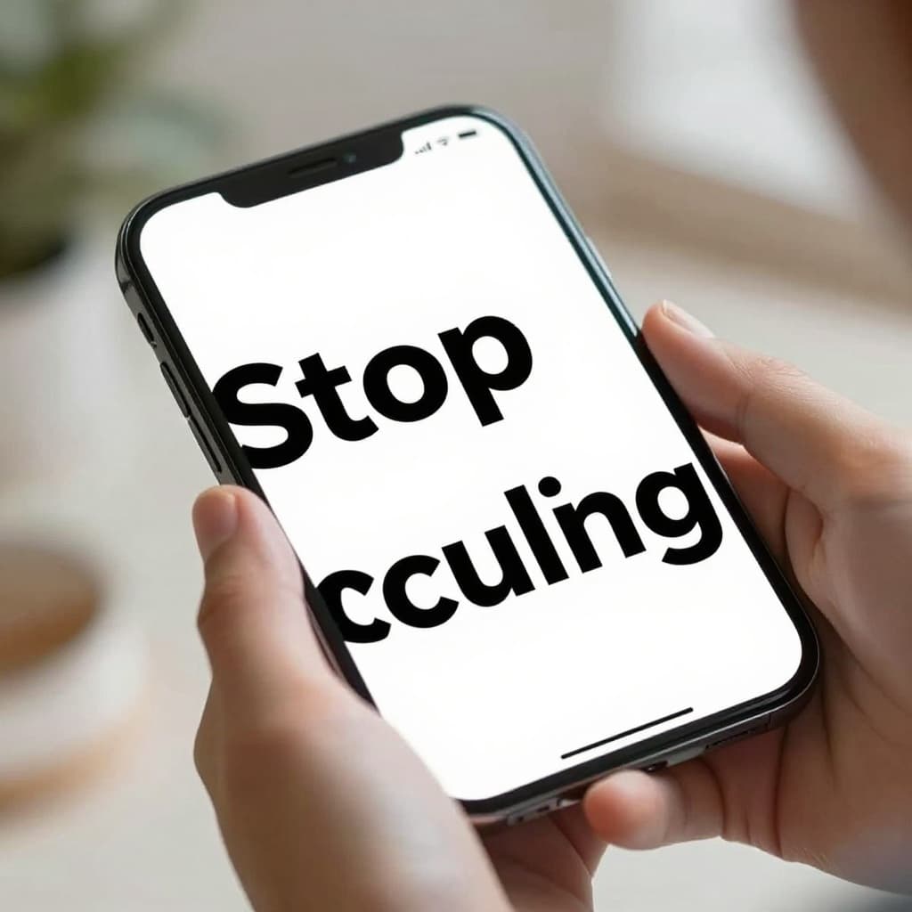 A hand holds a smartphone displaying a clean, minimalist carousel cover slide with bold text.