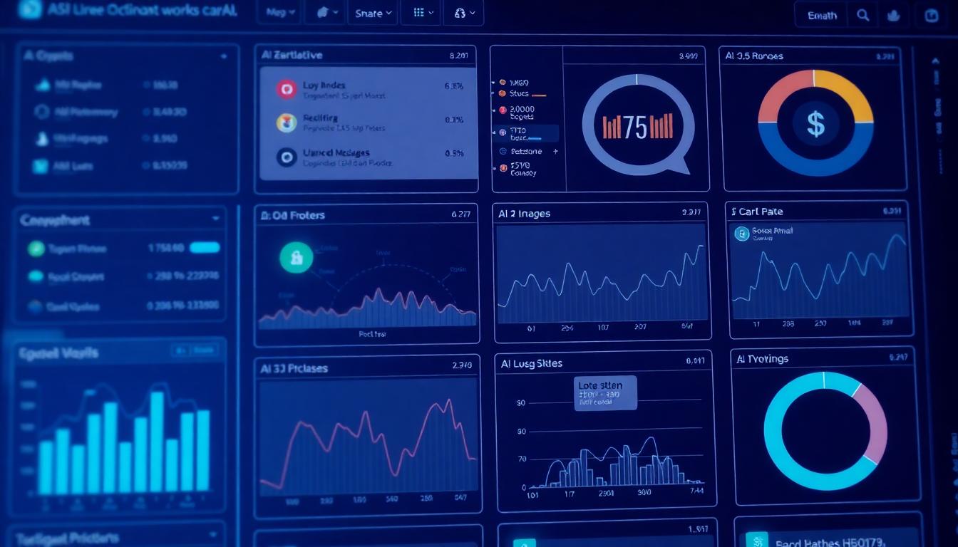Photorealistic close-up of a futuristic AI dashboard showing ASI:One orchestrating multiple workflows with moving task cards and real-time graphs. Image created with AI.