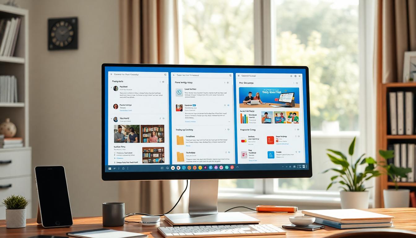 AI browser with smart workspaces and an assistant panel suggesting actions in a tidy home office scene