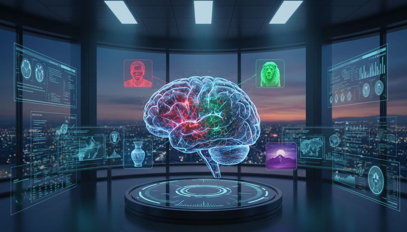 A simple diagram showing brain activity mapped to coarse image categories and visuals.