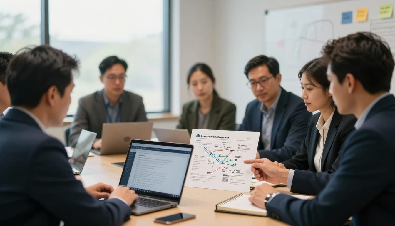 Access to justice leaders reviewing a technology roadmap together in a conference room