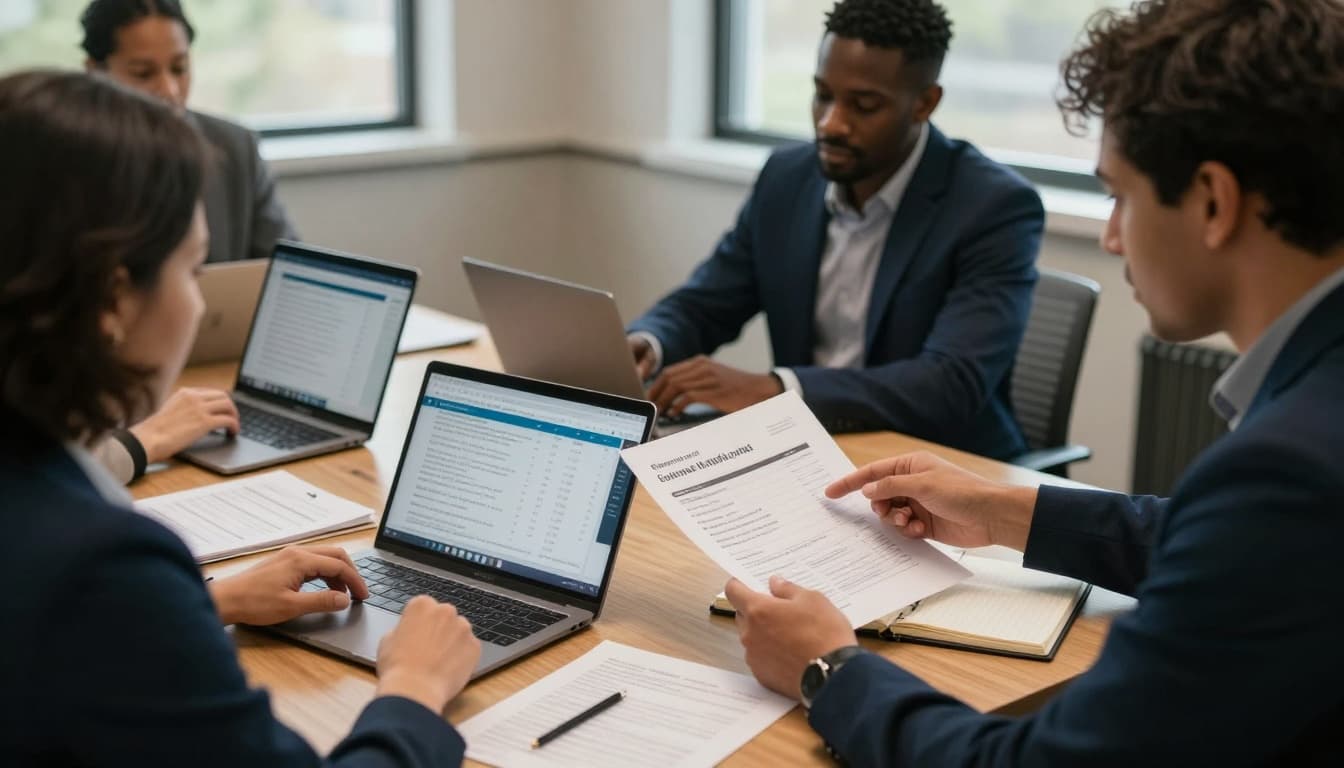 Justice network partners reviewing grant reporting data together