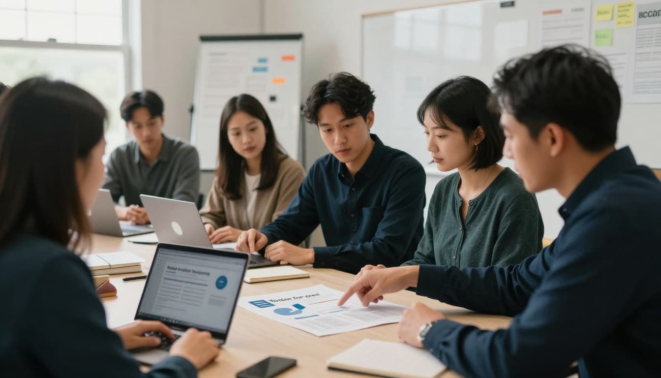 Staff reviewing an incident response plan together