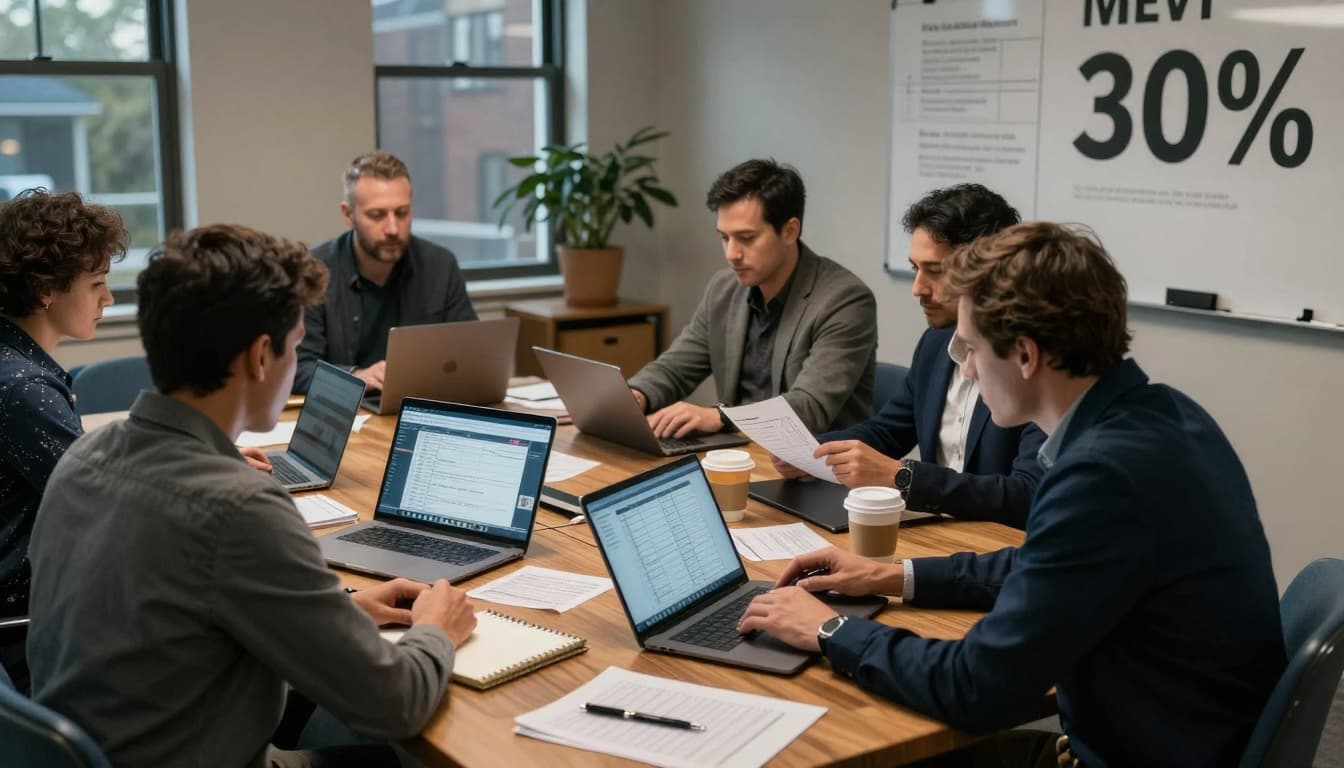 Executives reviewing incident response notes in a calm conference room setting