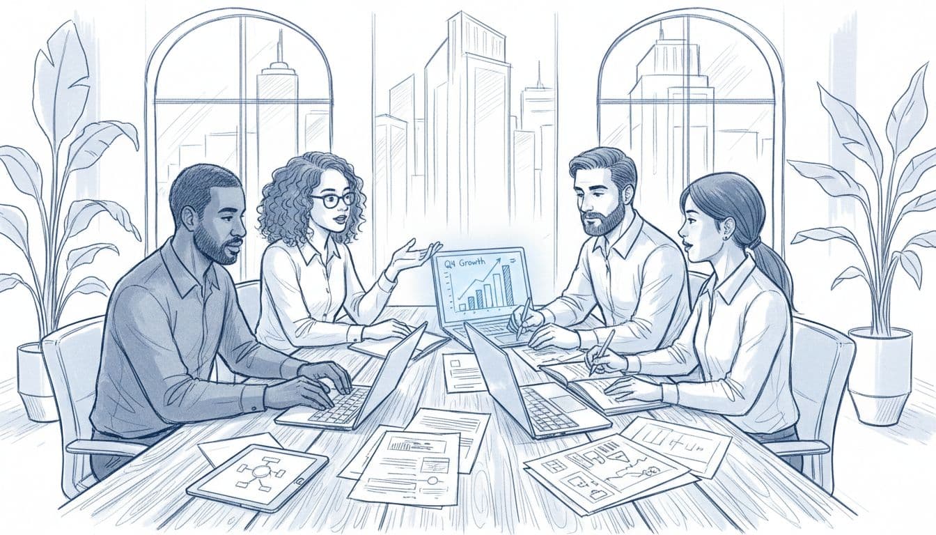 Business leaders reviewing technology strategy in a meeting