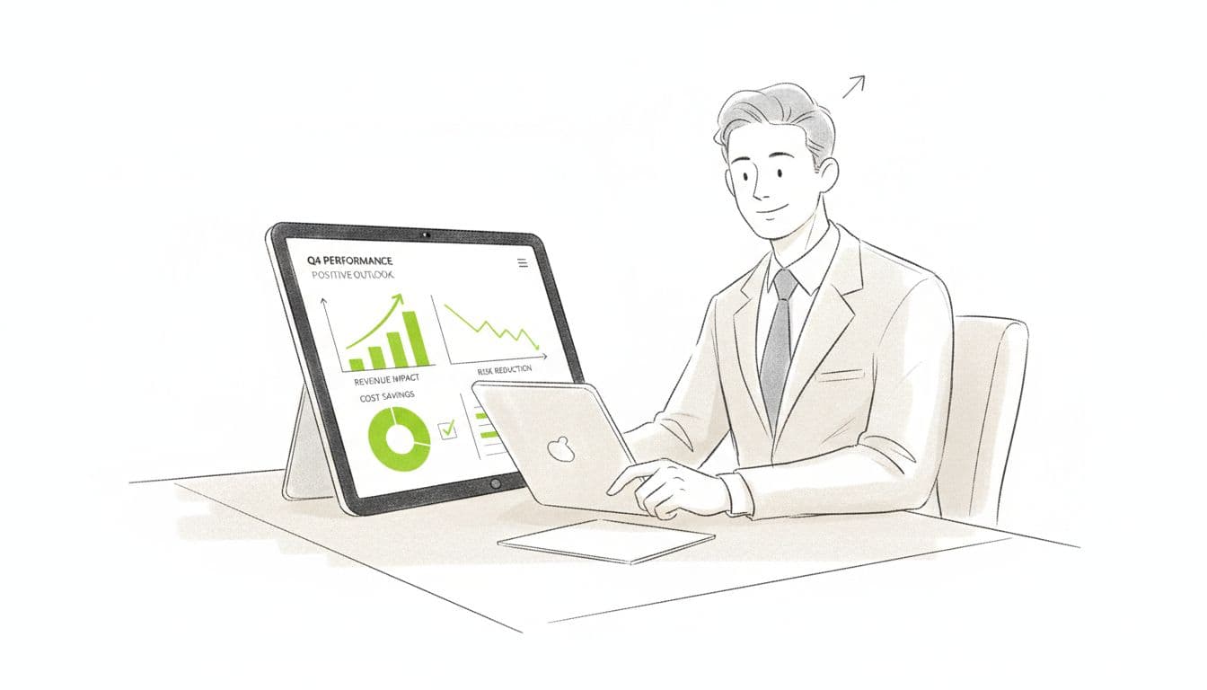 CEO reviewing a simple technology ROI dashboard