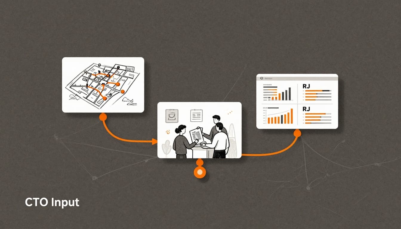 Three-step roadmap for data integration with leaders reviewing dashboards