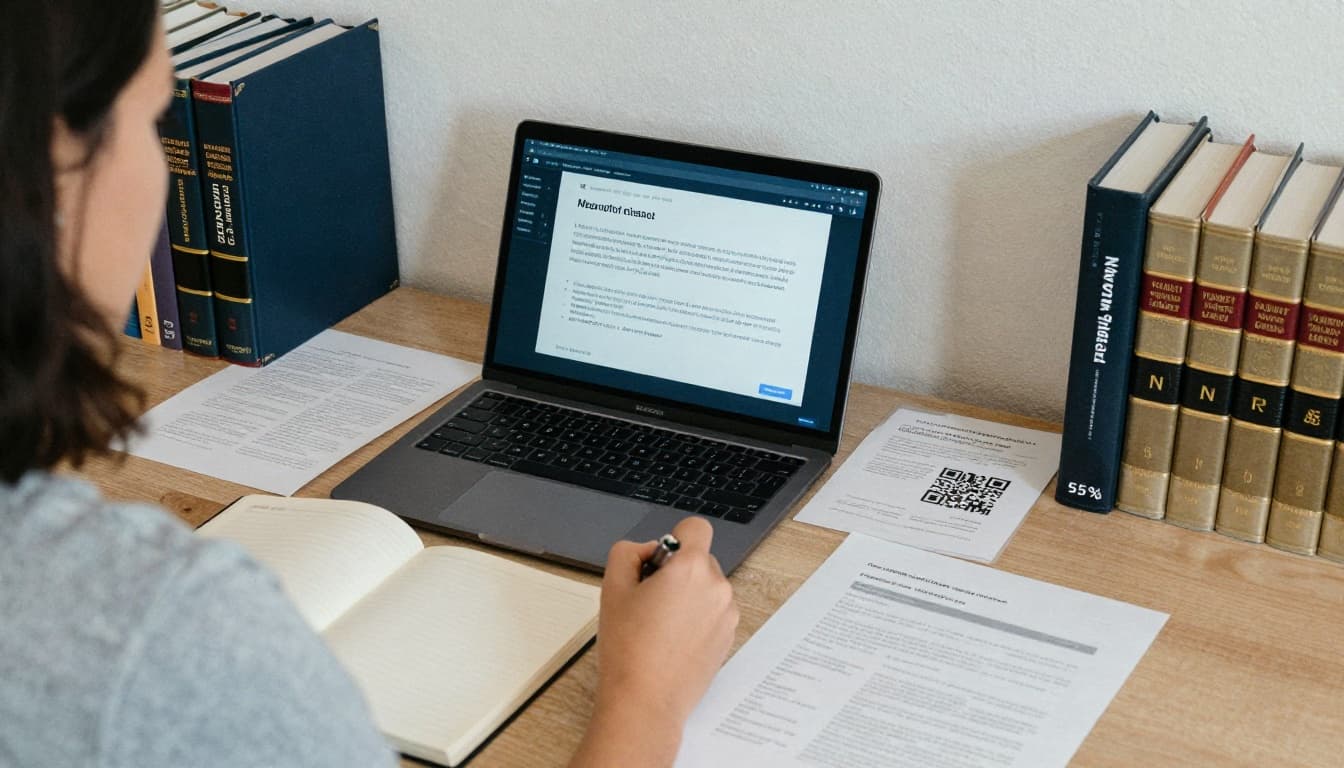 A nonprofit leader in a quiet office corner drafts a message template on a laptop, surrounded by notes on client safety and partner coordination following a ransomware incident, in a photo-realistic documentary style.