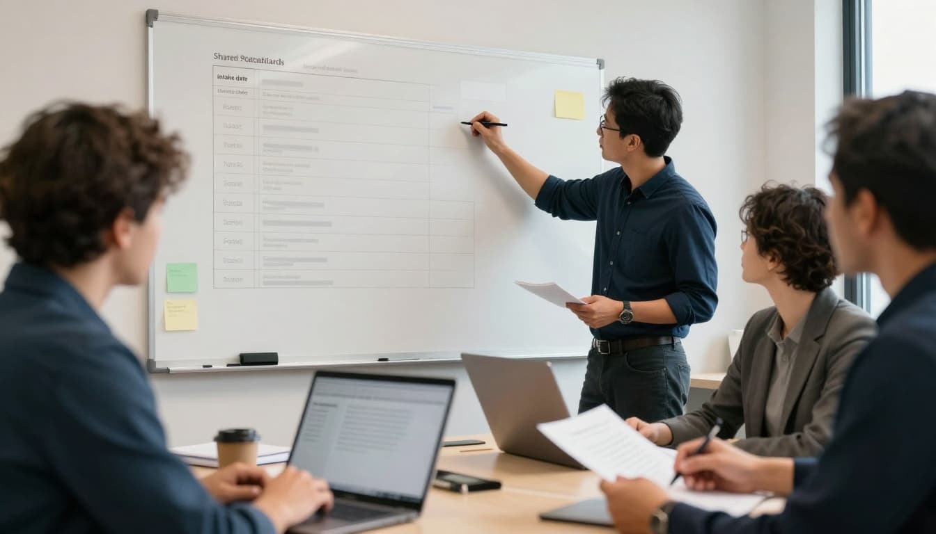 Team building a shared data dictionary and field rules