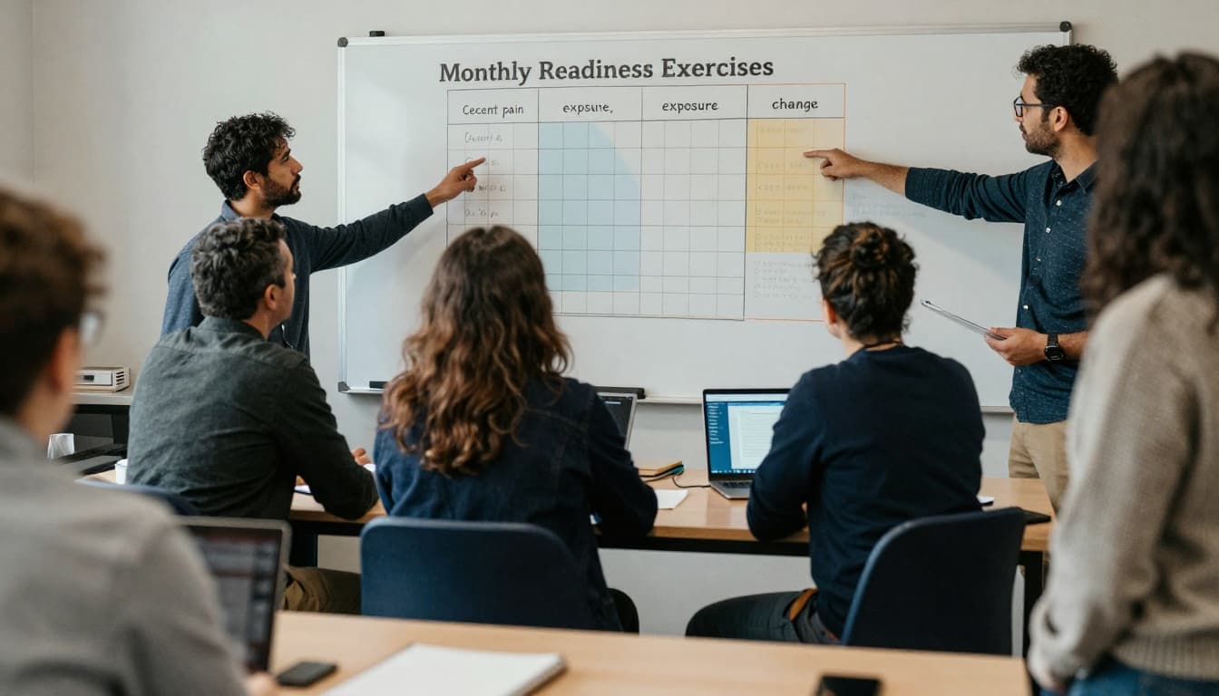 Nonprofit staff selecting a monthly readiness topic using a simple decision matrix