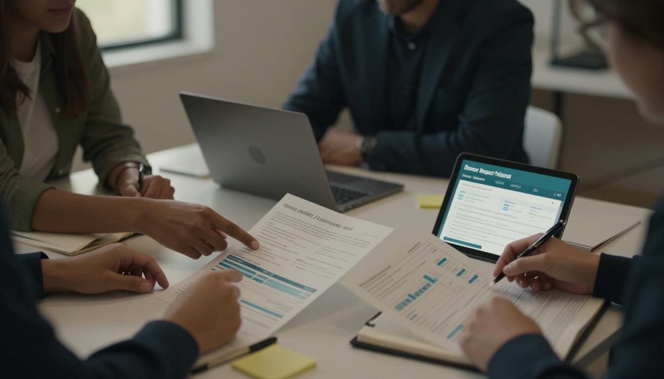 Team reviewing impact summaries for a donor retention pitch