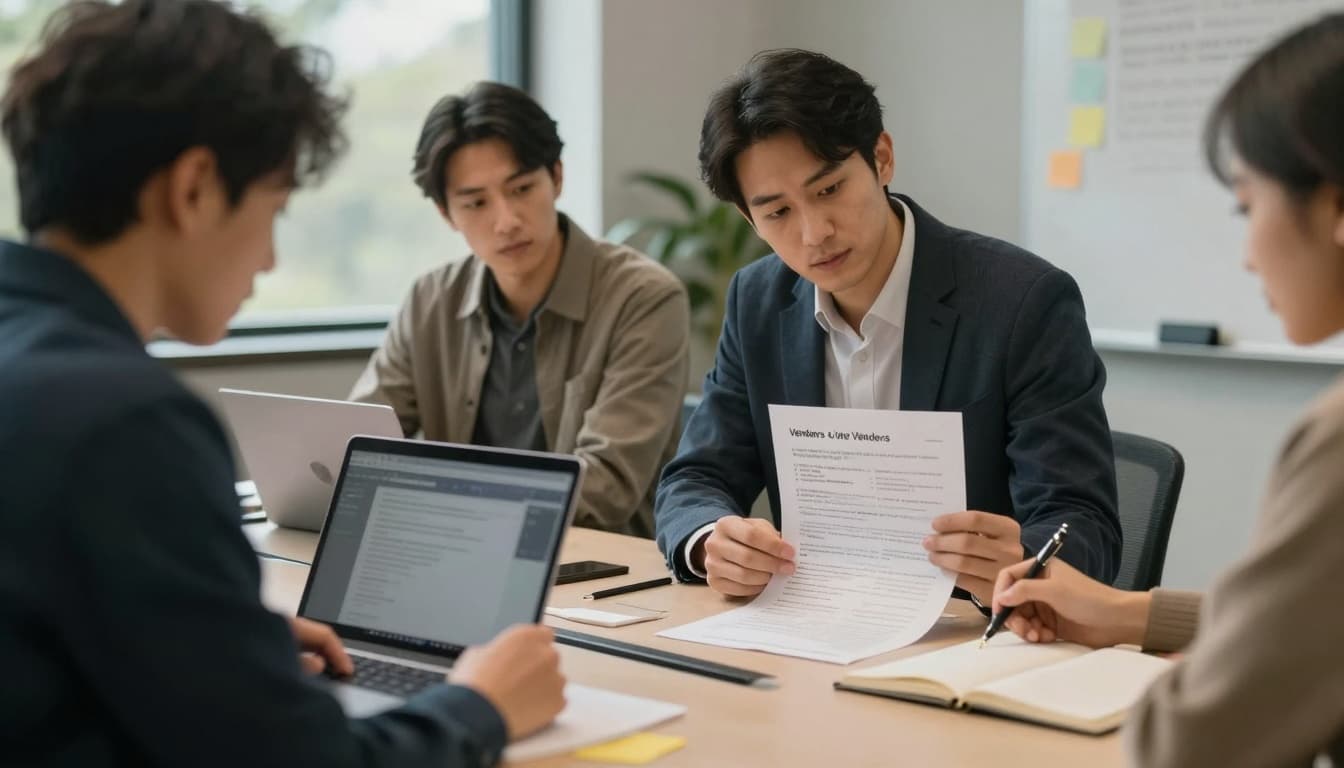 Team reviewing a vendor inventory list