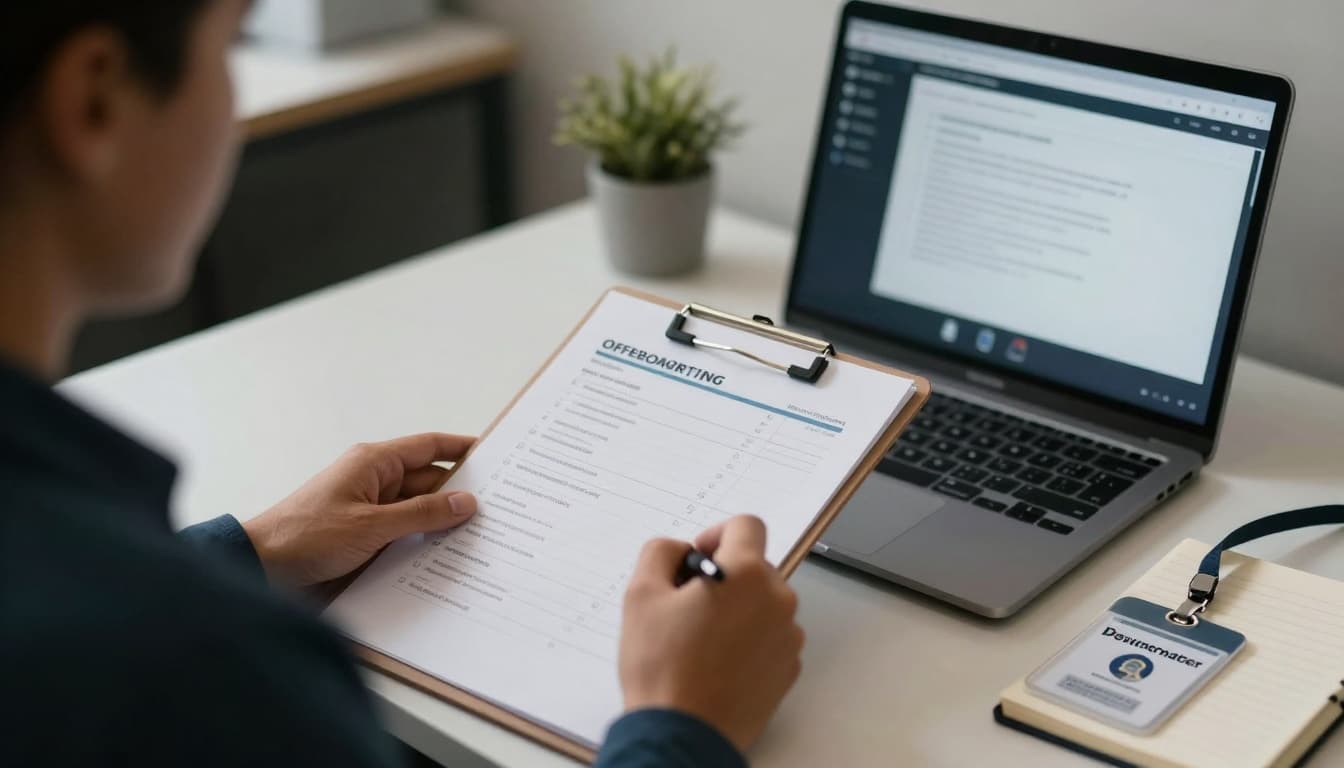 Operations lead completing an offboarding checklist