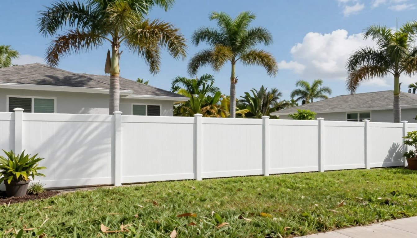 Backyard vinyl privacy fence in Cape Coral