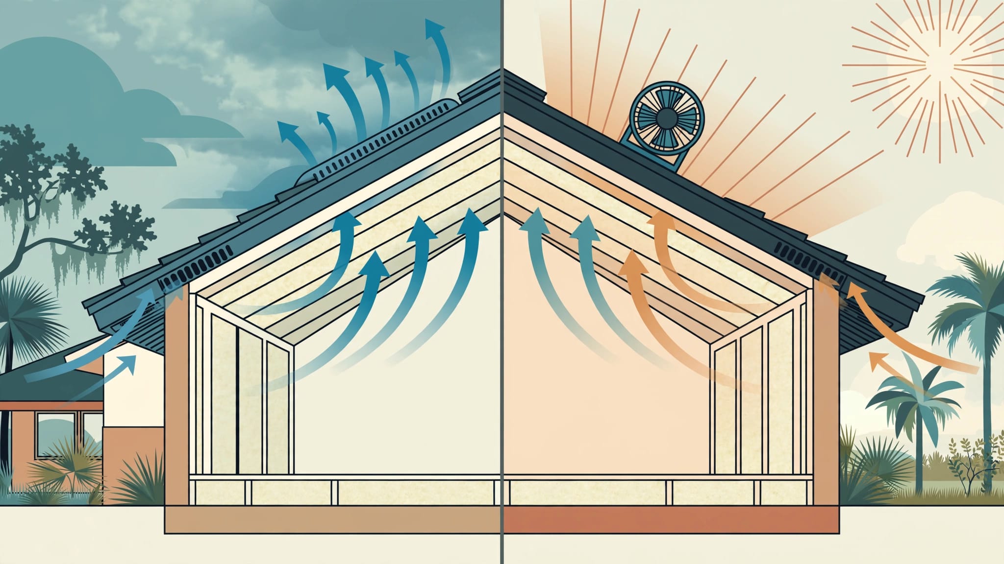 Attic Ventilation in Babcock Ranch: Ridge Vents or Powered Fans?