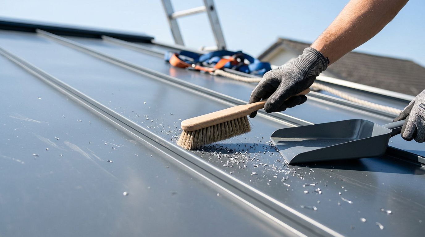 How to Remove Metal Shavings From a New Metal Roof Safely