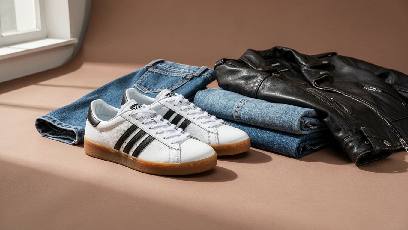 Adidas men's Samba OG off-white and Gazelle Indoor Halo Silver sneakers shown side by side, with the shoes as the visual focus.