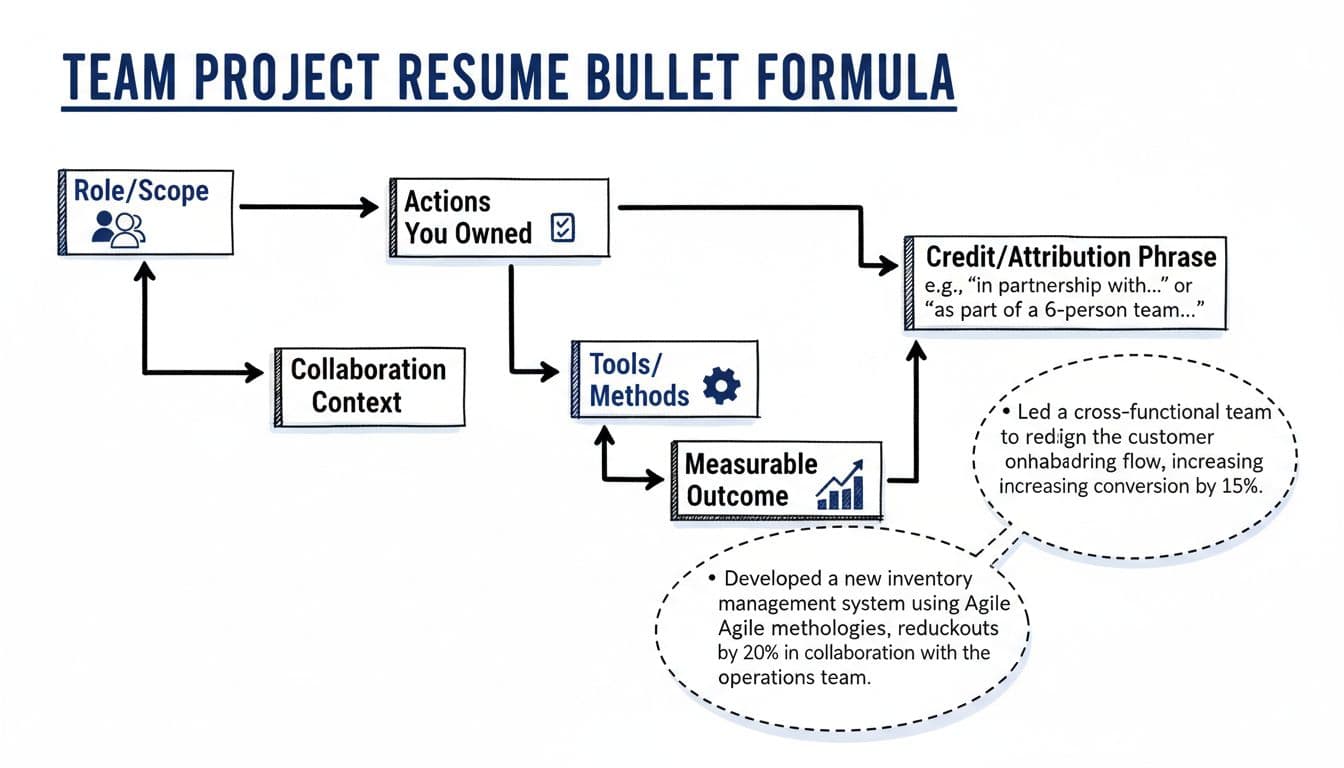 Team Project Resume Bullet Formula infographic