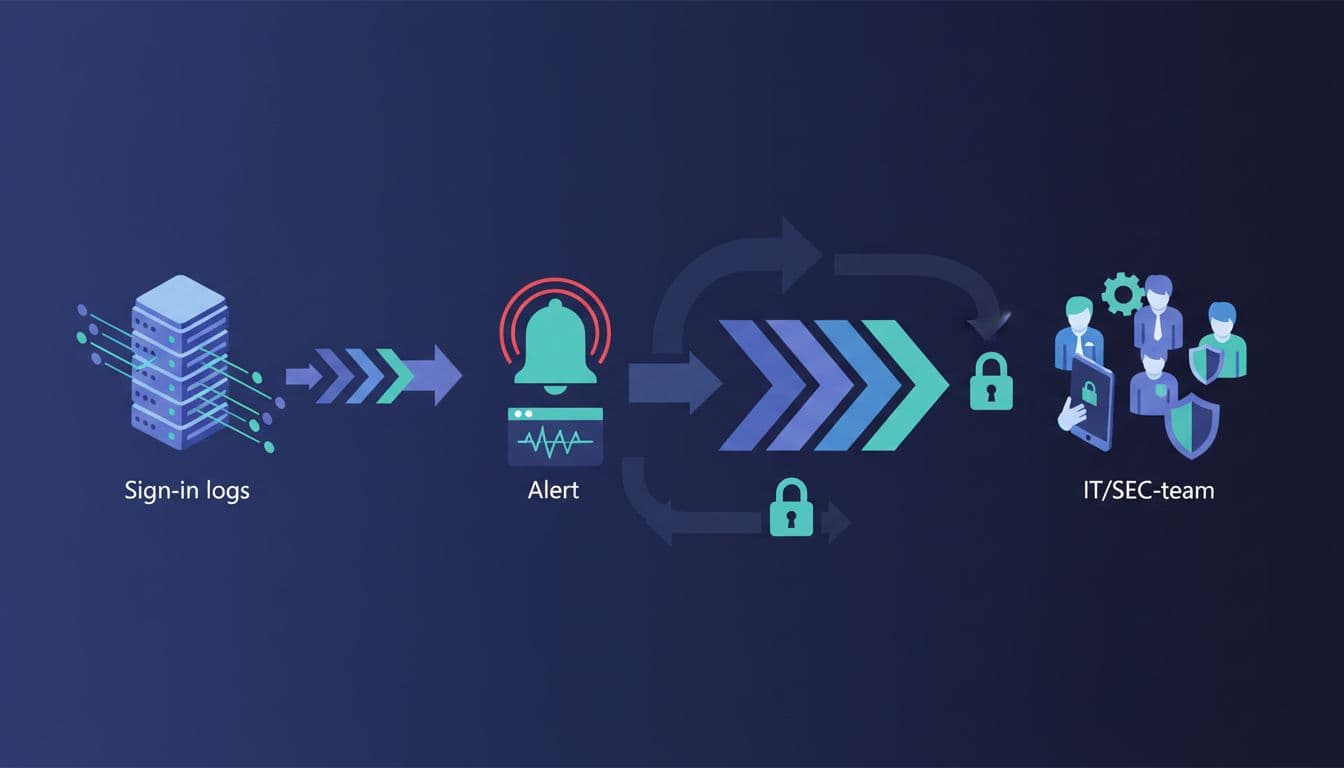Flow fra sign-in logs til alert og IT/SEC-team