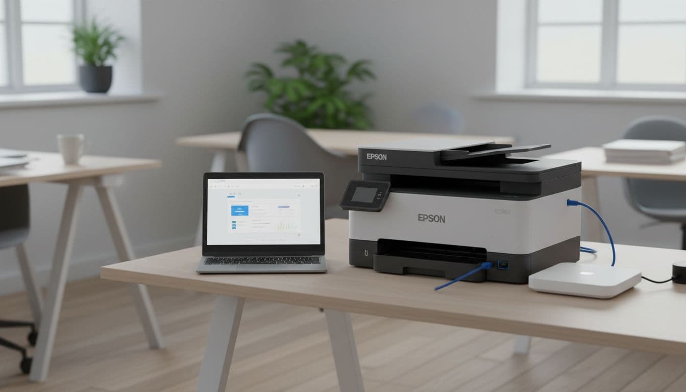 Epson-printer på kontornetværk med router