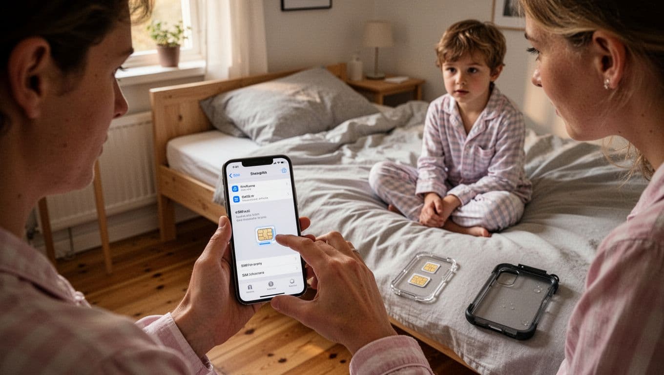 Forælder opsætter eSIM på iPhone