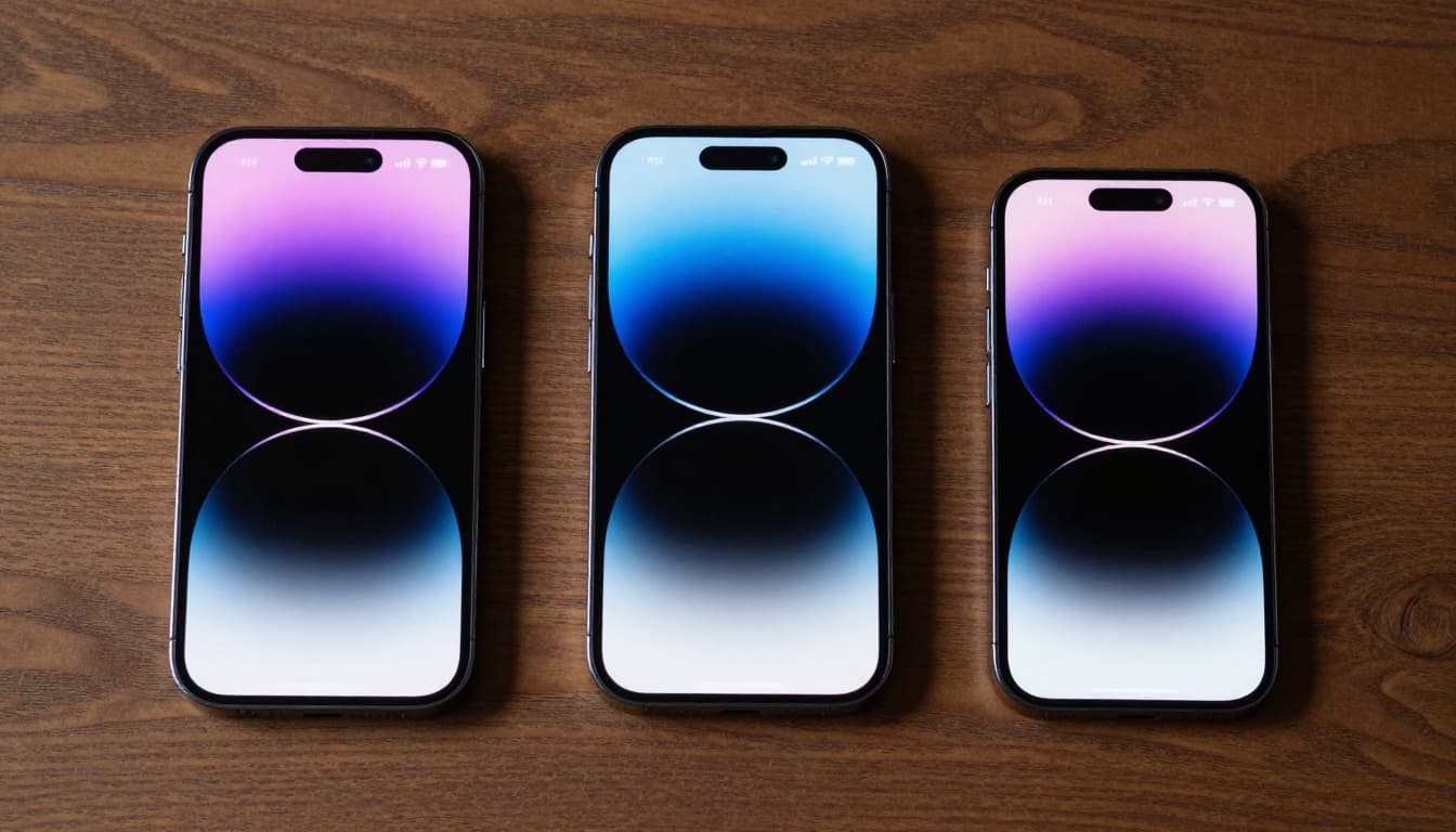 Photorealistic image in natural light from a Danish home: a refurbished blue iPhone 14 on a clean wooden table near a window, with USB-C to Lightning cable, metal SIM pin, blank paper manual, receipt, warranty card, and open plain paper box.