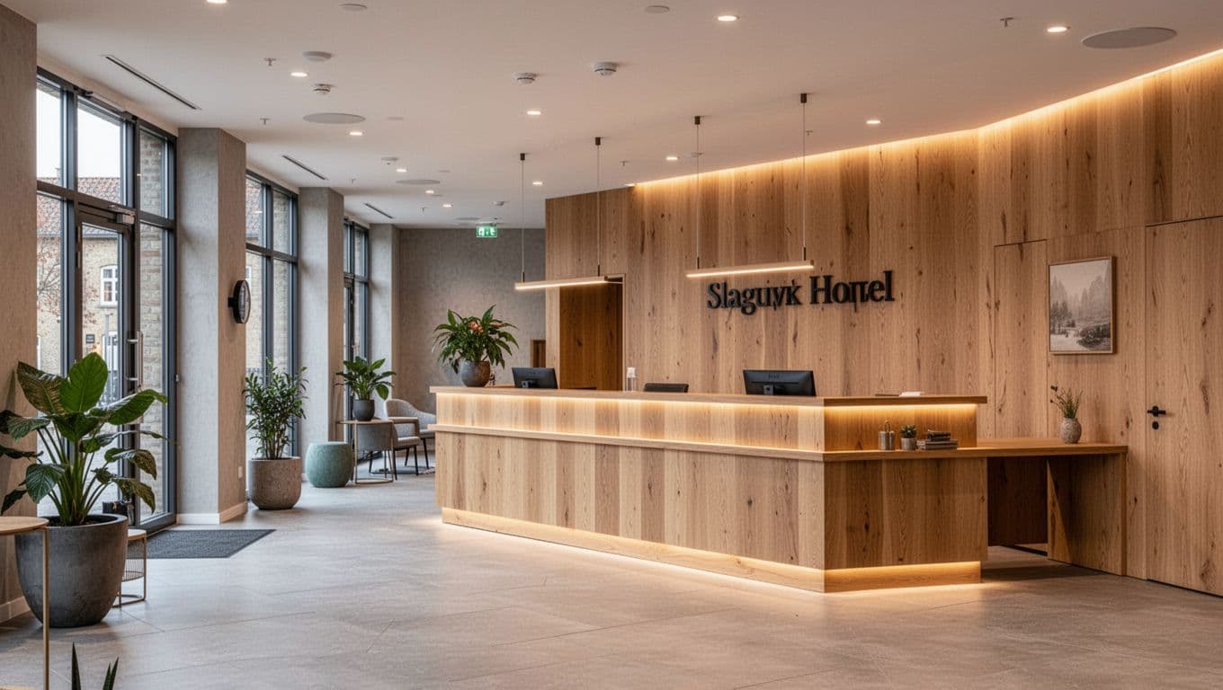 Moderne hotel-lobby med nordisk design