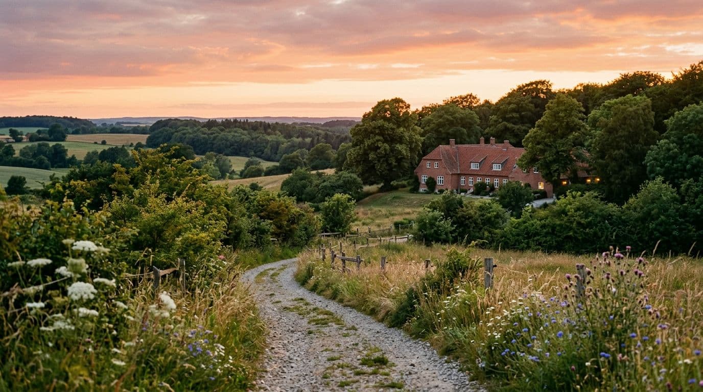 Rolig aften ved sjællandsk natur tæt på overnatning