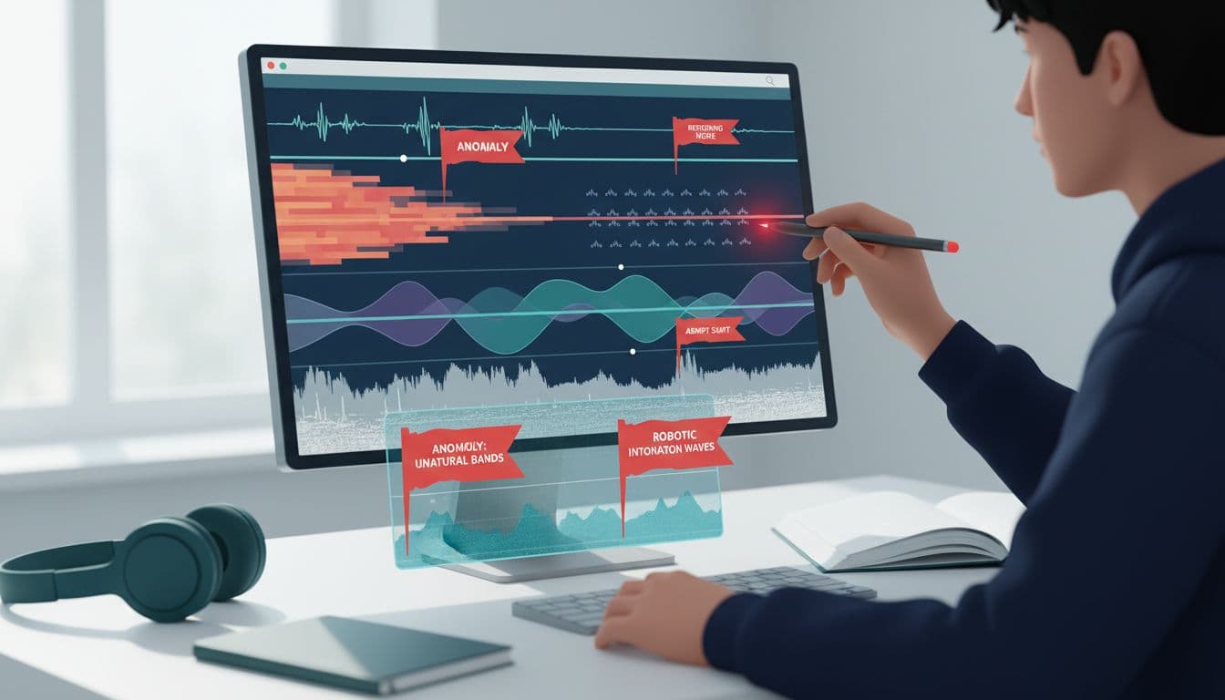 Audio spectrogram showing anomalies that may indicate editing or AI-generated speech.