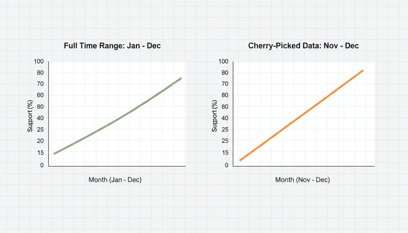 Honest vs cherry-picked line graphs of opinion poll trends