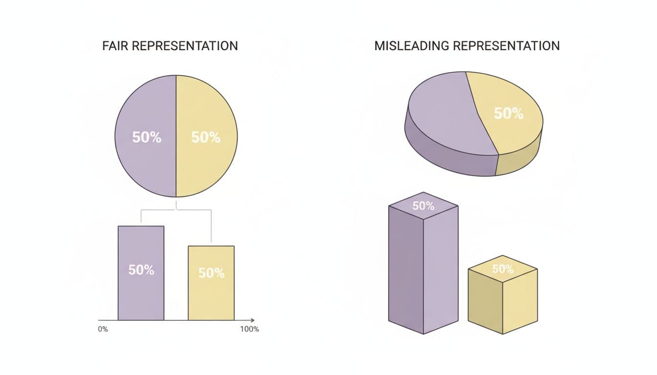 Fair 2D charts vs misleading 3D charts in opinion polling
