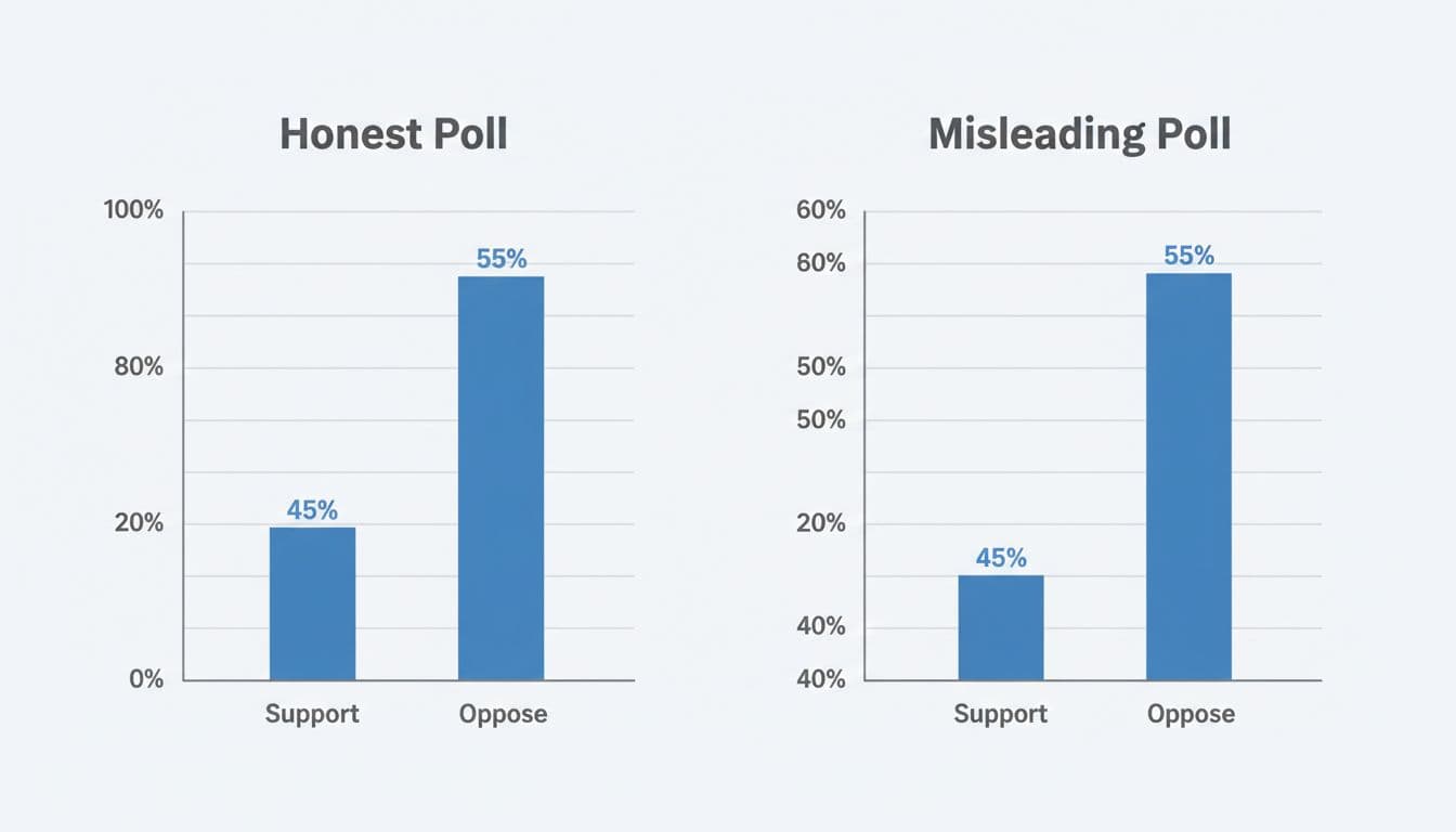 Honest vs misleading bar charts with different y-axis scales