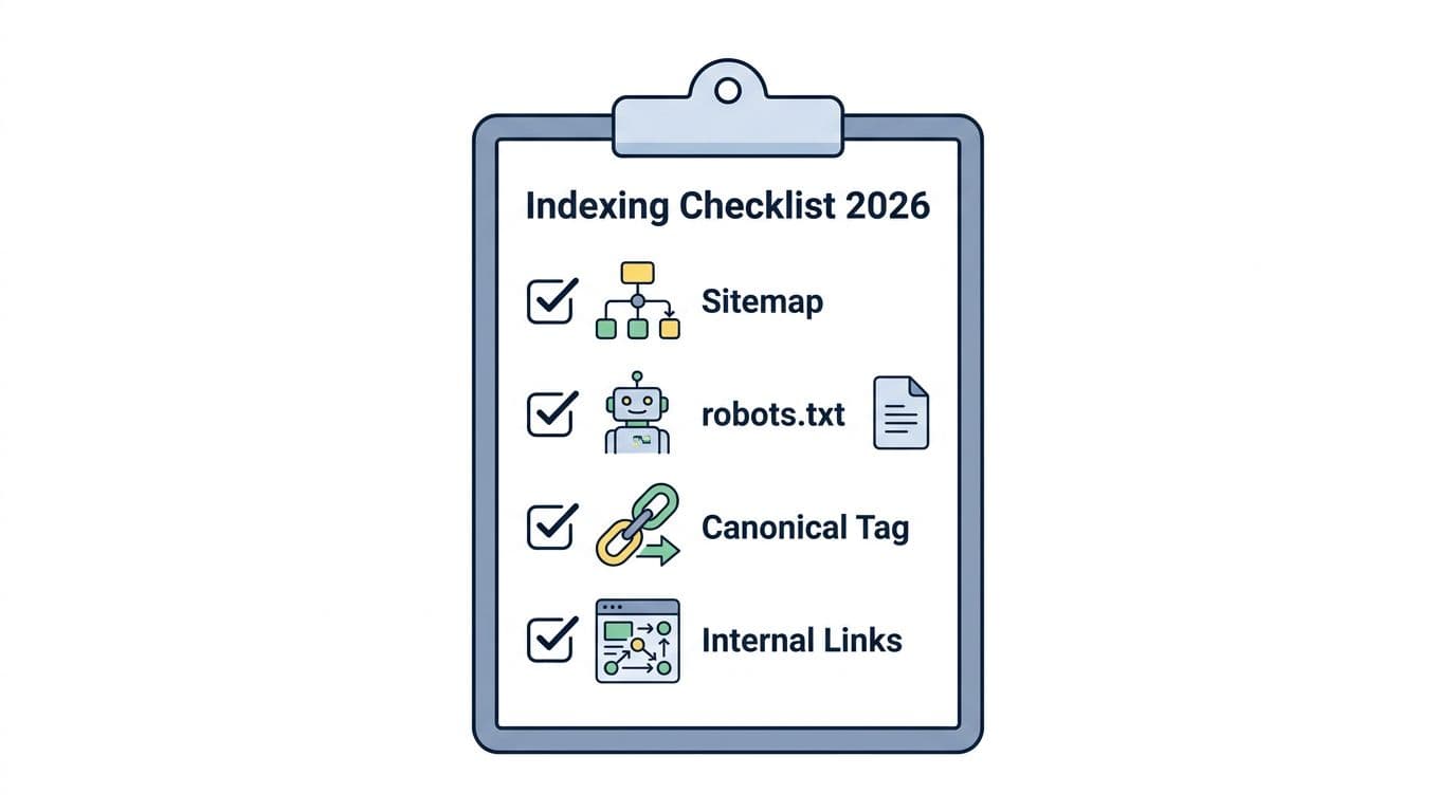 Checklist board labeled Indexing Checklist 2026.