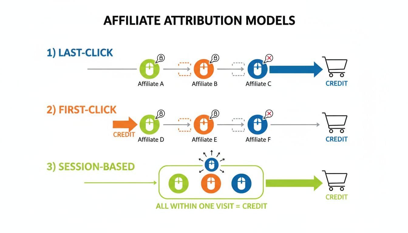 Affiliate attribution models infographic