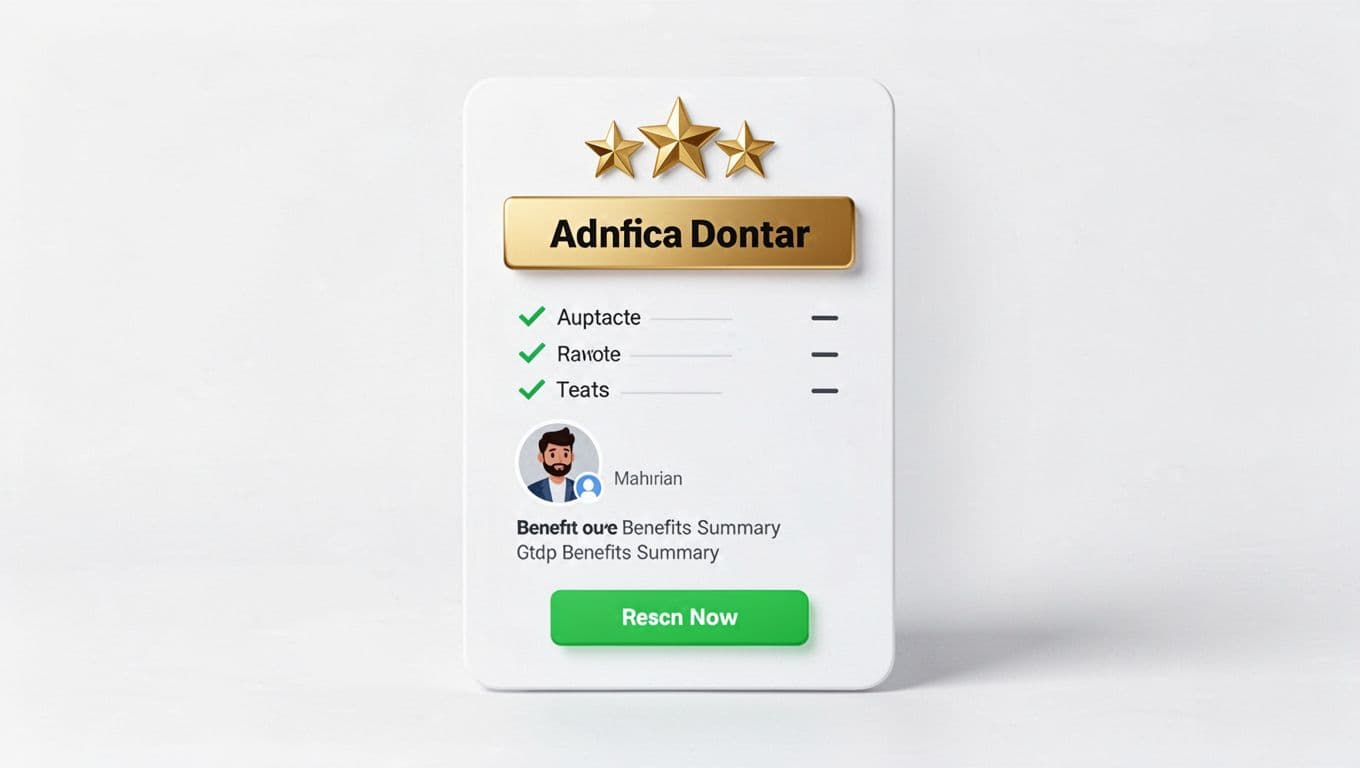 Clean UI mockup of an affiliate review verdict box on white background with 4.5 gold star rating, 'Recommended for Beginners' headline, pros/cons bullets, ideal for new affiliate marketers, green 'Check Current Deal' CTA, flat design with soft shadows.