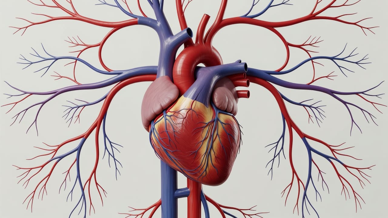 A detailed medical illustration displays a human heart connected to major arterial pathways. The clean, professional aesthetic highlights internal structure with clinical lighting, ideal for patient education regarding specialized heart medications.
