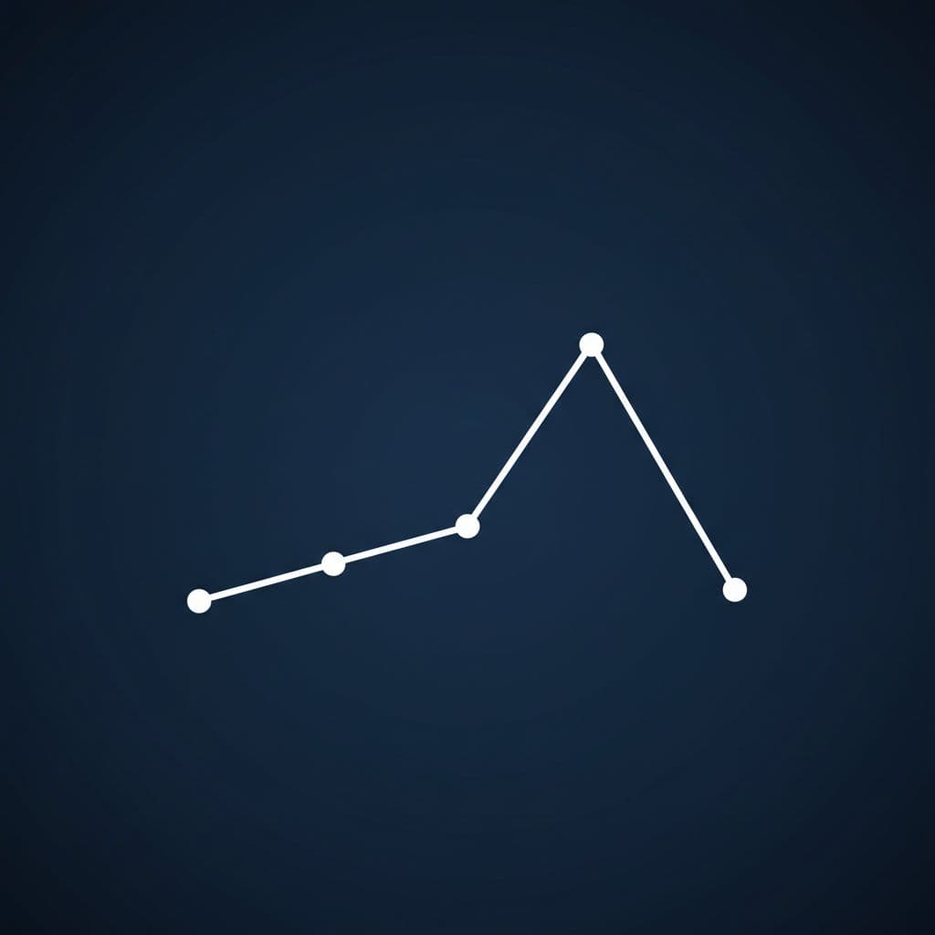 A minimalist line graph displays the fluctuating match performance of a sports team in blue and white.