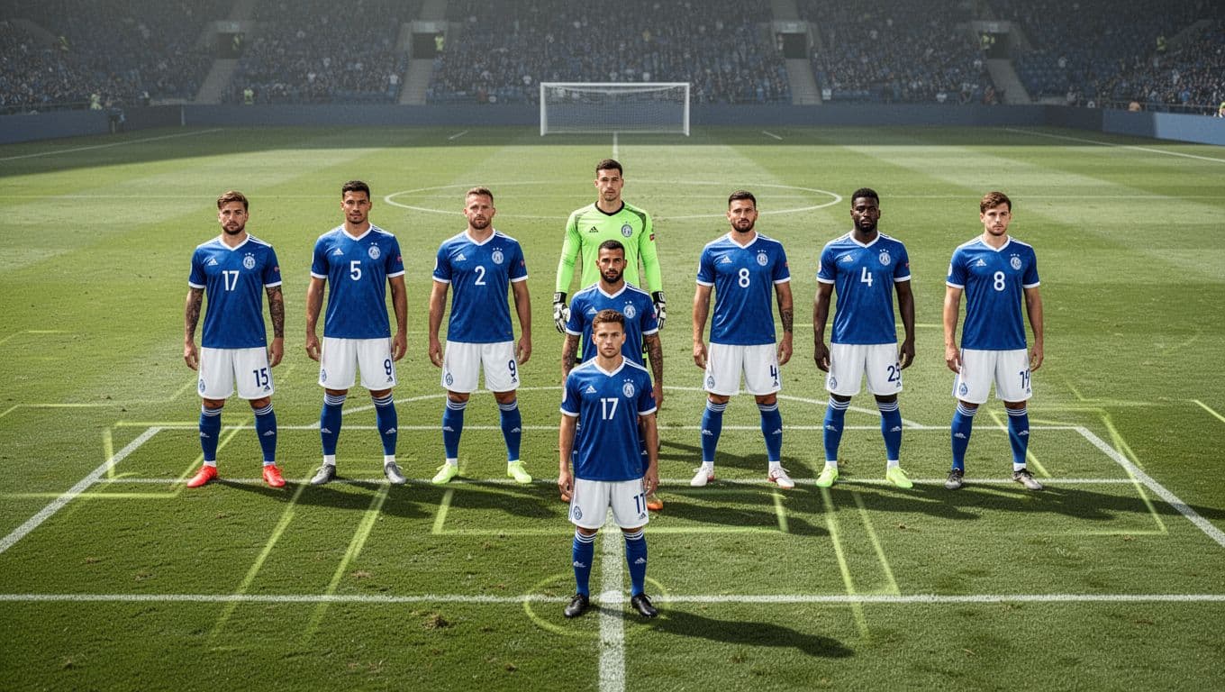 Diagram of Alavés predicted starting XI in 4-1-4-1 formation on green soccer field with players in blue-white kits.
