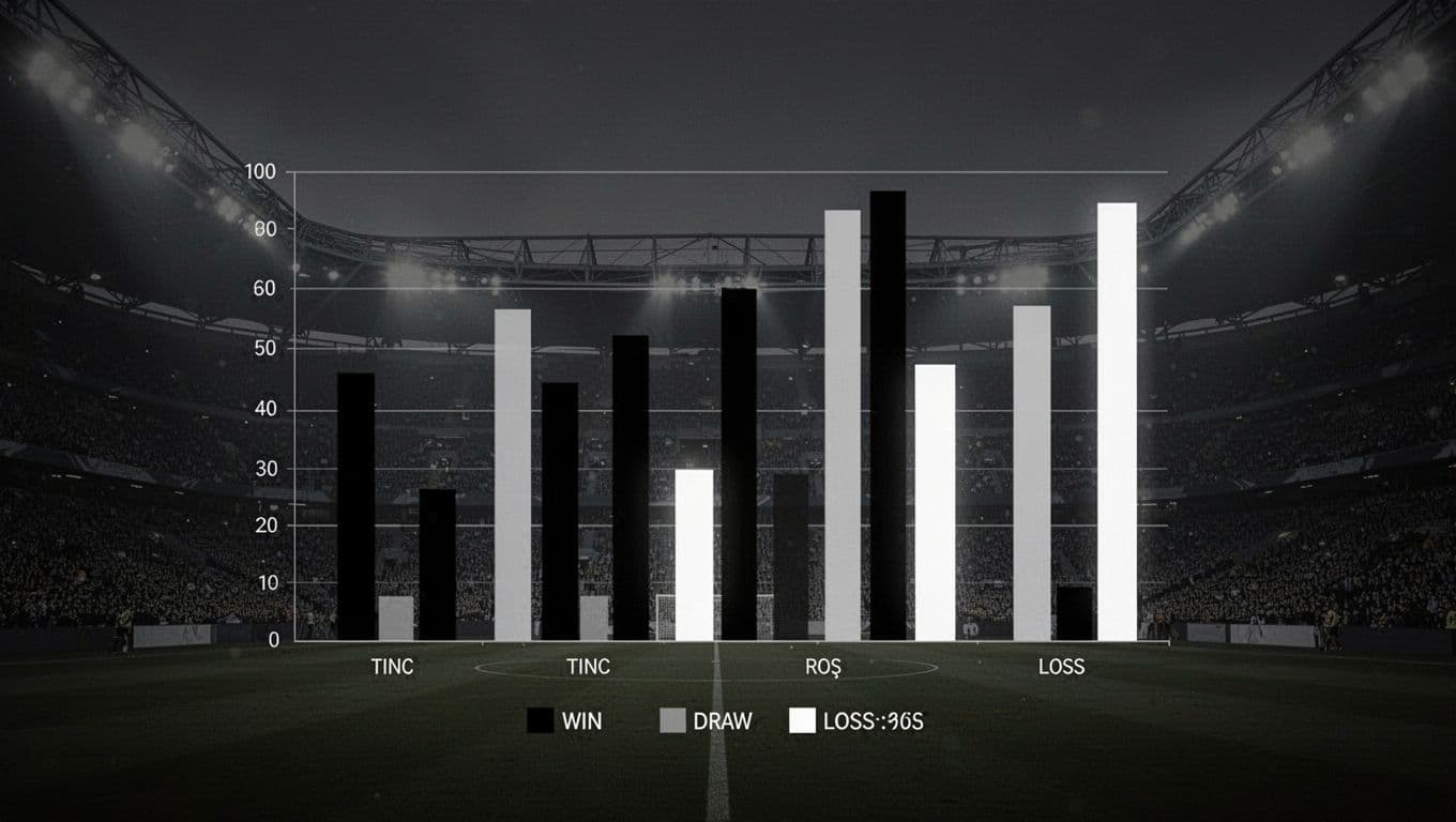 Bar chart compares Corinthians wins, draws, losses against top rivals and mid-table teams on dark background with subtle stadium.