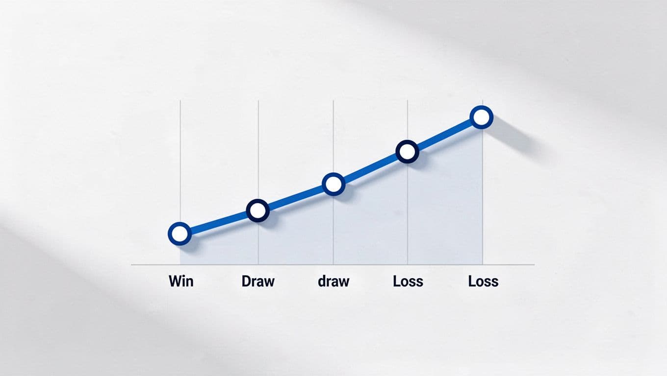 Minimalist blue line chart on white background showing slightly rising form over five matches.