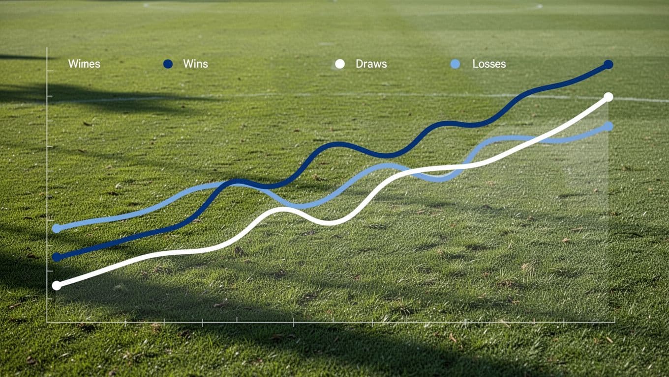 Simple blue and white line graph on green field background showing Espanyol's recent wins, draws, and losses.