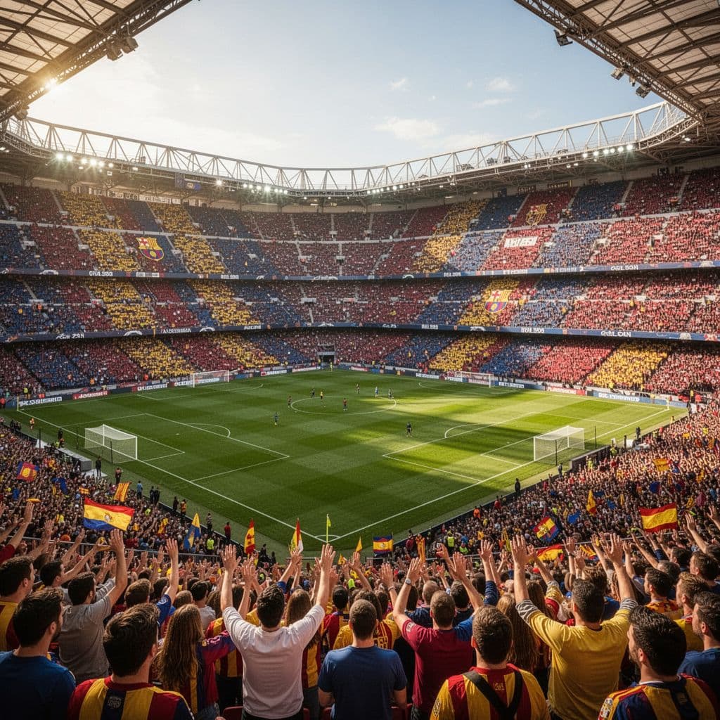 Atmosfer laga besar di stadion Spanyol yang penuh penonton