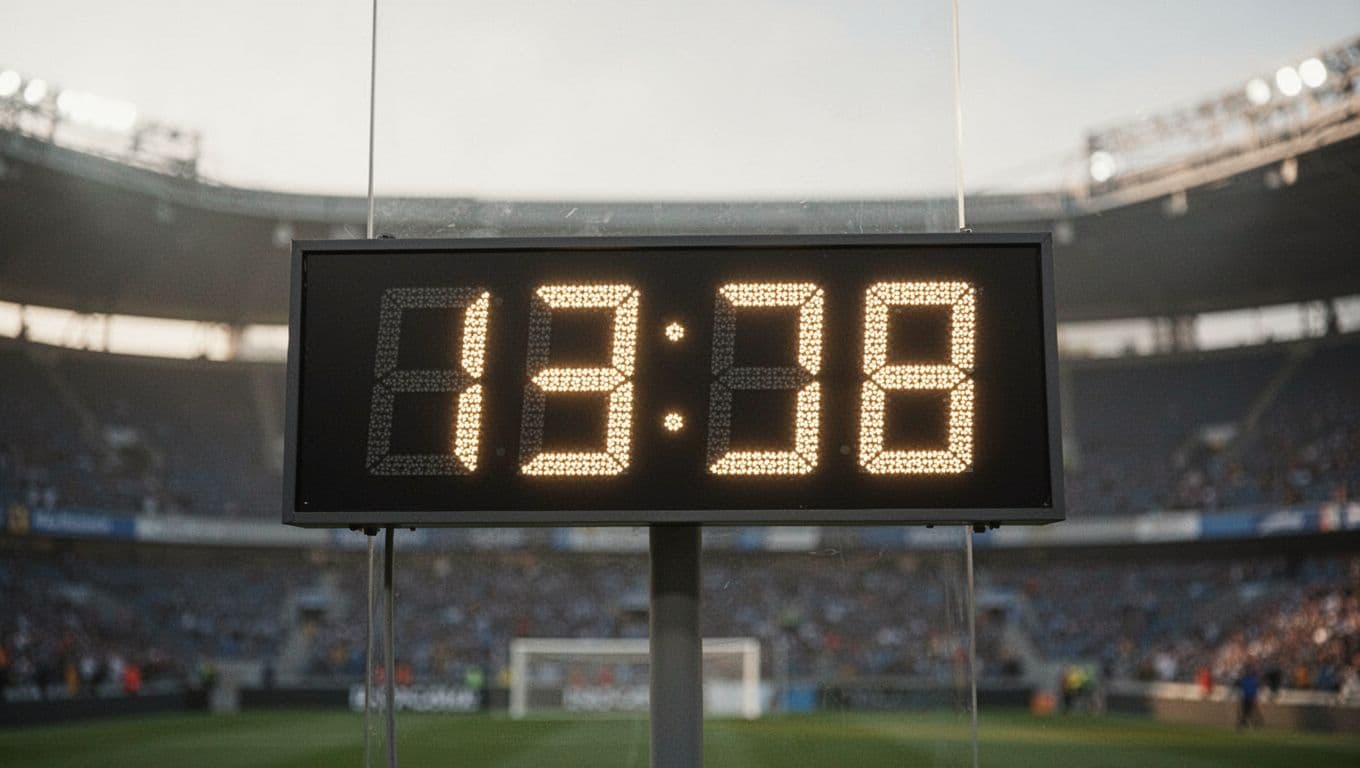 A high-resolution electronic scoreboard displays a one-zero score in bright light against a softly blurred stadium background. The minimalist interface focuses purely on the numeric match outcome for clear analysis.