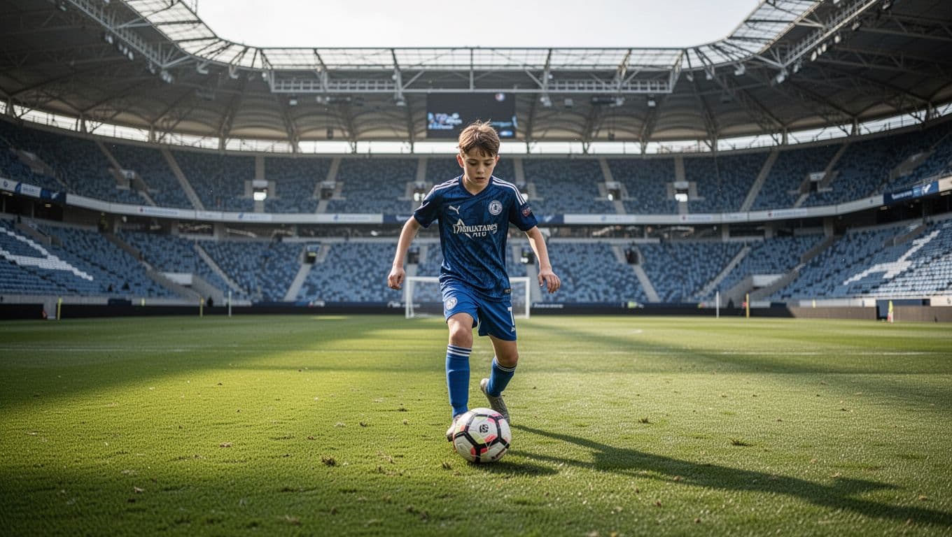 Young Torino FC player Gvidas Gineitis dribbles ball in midfield on green stadium pitch.