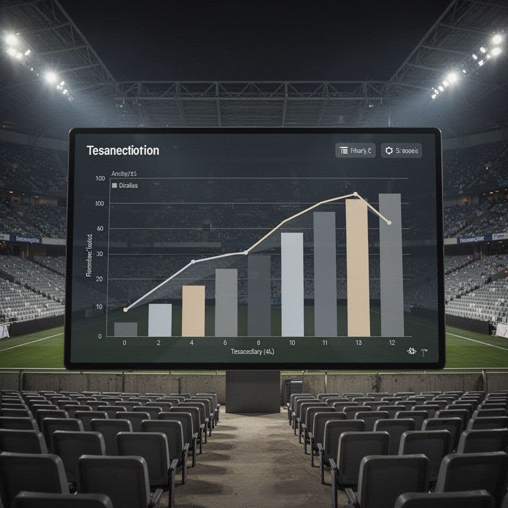 Downward-trending bar charts of football statistics on minimalist stadium background.