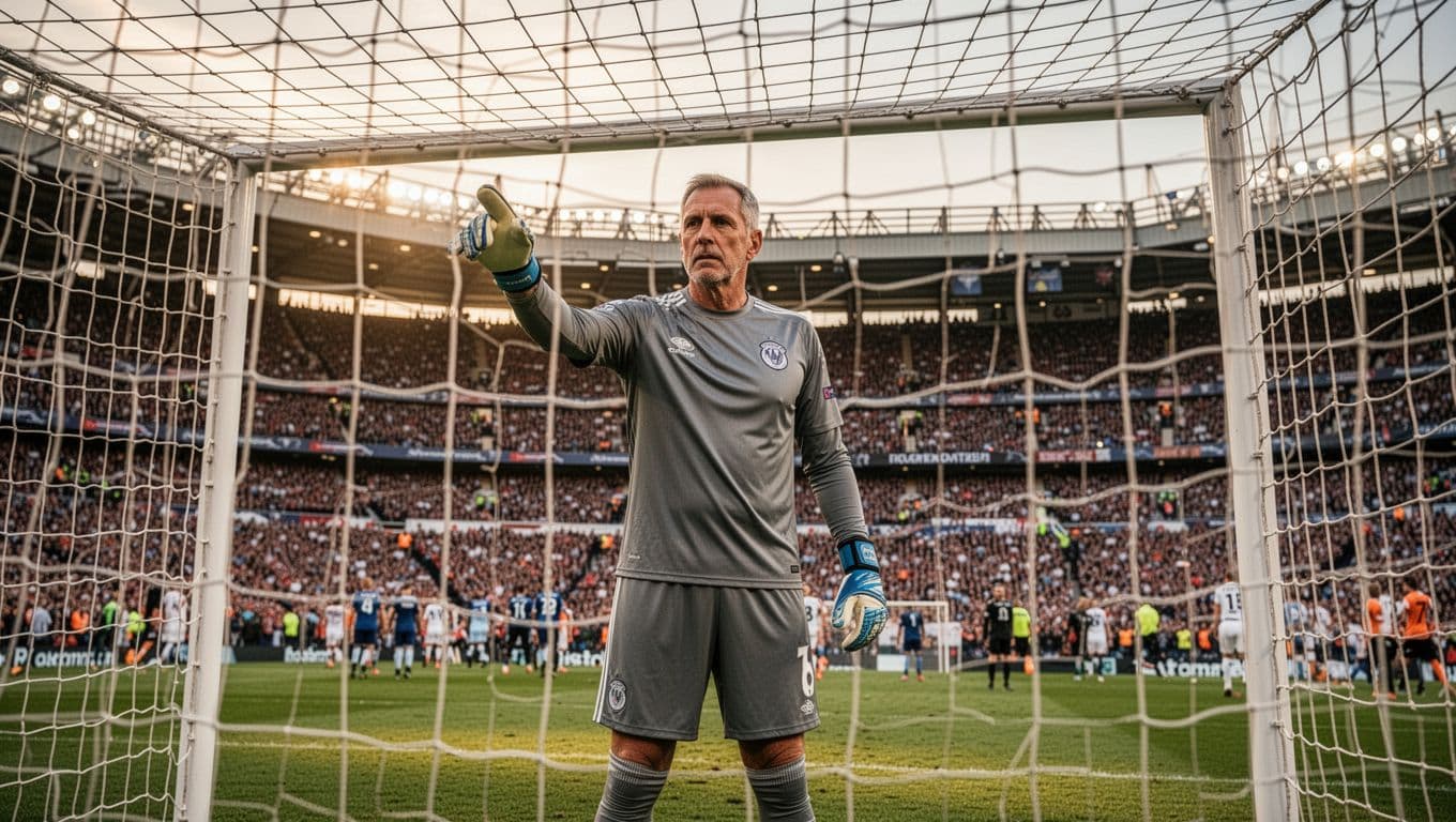 Kiper veteran memberi arahan di depan gawang